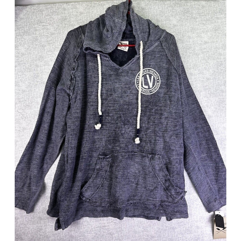 NWT U.S. Vintage Las Vegas Pullover Hoodie Blue Size Large Terry Woven Nautical